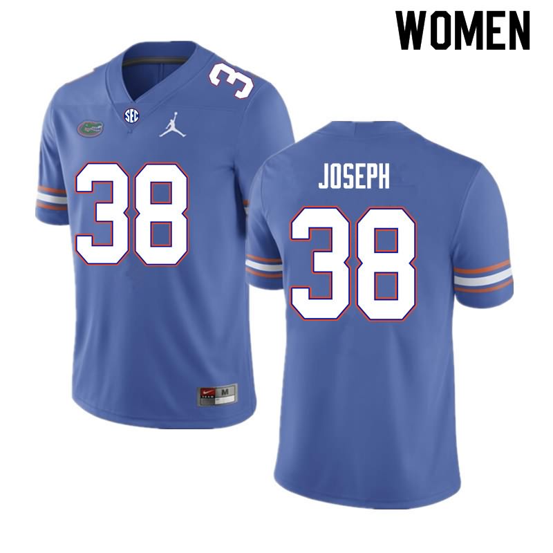 NCAA Florida Gators Carlson Joseph Women's #38 Nike Royal Stitched Authentic College Football Jersey BVH4164OX